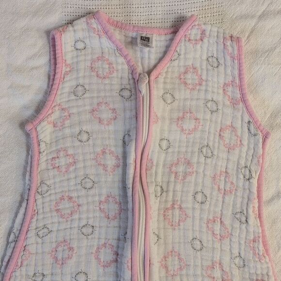 Hudson Baby Medium 6-12 months White and Pink Cotton Zippered Sleep Sacks - Picture 3 of 11